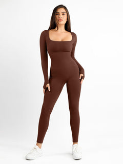 Seamless Square Neck One Piece Sport Romper Or Jumpsuit